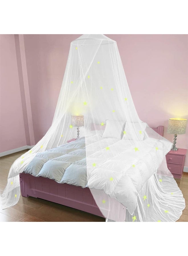 BCBYou Bed Canopy Mosquito Net with Fluorescent Stars Glow in Dark for Baby, Kids, and Adults, for Cover The Baby Crib, Kid Bed, Girls Bed Or Full Size Bed (White) - Image 5